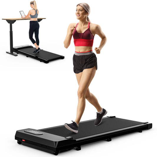 Walking Pad, 2 in 1 Under Desk Treadmill with Remote Control and LCD Display, Compact Treadmill for Home & Office, Silver
