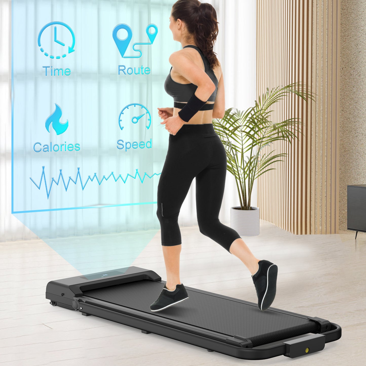 2 in 1 Folding Treadmill, Under Desk Treadmill with Phone/Tablet Holder, Powerful and Quiet Walking Jogging Running Treadmill with Remote Control for Home Office