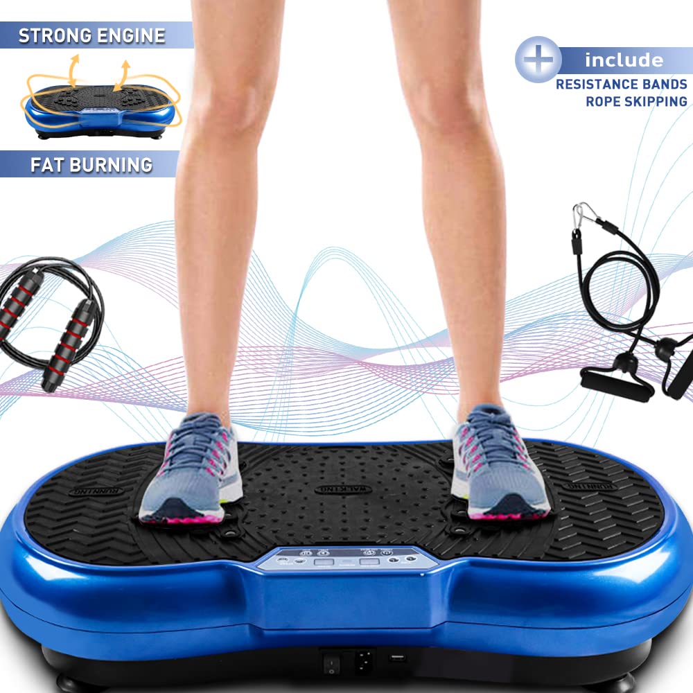 Bigzzia Vibration Plate Exercise Machine 10 Modes Whole Body Workout  Vibration Fitness Platform w Loop Bands Jump Rope Bluetooth Speaker Home