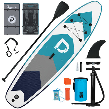 Inflatable Stand Up Paddle Board, 10.6'x32 x6 Extra Wide Ultra-Light (17lbs) SUP Paddleboard with Backpack, Floating Paddle, Dual Action Pump, Fins, Standing Paddle Boards for Youth Adults