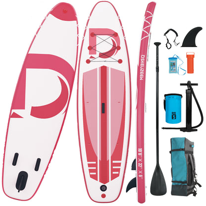 Inflatable Stand Up Paddle Board, 10.6'x32 x6 Extra Wide Ultra-Light (17lbs) SUP Paddleboard with Backpack, Floating Paddle, Dual Action Pump, Fins, Standing Paddle Boards for Youth Adults