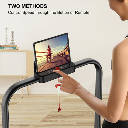 2 in 1 Folding Treadmill, Under Desk Treadmill with Phone/Tablet Holder, Powerful and Quiet Walking Jogging Running Treadmill with Remote Control for Home Office