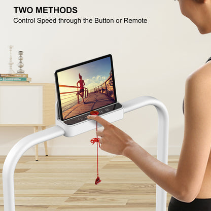 2 in 1 Folding Treadmill, Under Desk Treadmill with Phone/Tablet Holder, Powerful and Quiet Walking Jogging Running Treadmill with Remote Control for Home Office