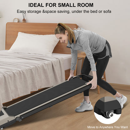 2 in 1 Folding Treadmill, Under Desk Treadmill with Phone/Tablet Holder, Powerful and Quiet Walking Jogging Running Treadmill with Remote Control for Home Office