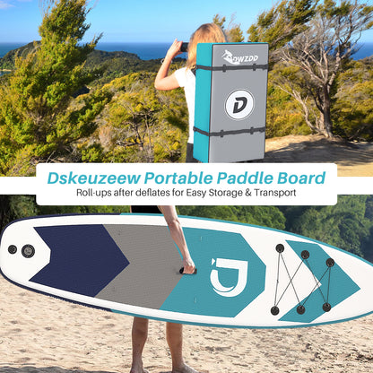 Inflatable Stand Up Paddle Board, 10.6'x32 x6 Extra Wide Ultra-Light (17lbs) SUP Paddleboard with Backpack, Floating Paddle, Dual Action Pump, Fins, Standing Paddle Boards for Youth Adults