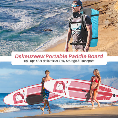 Inflatable Stand Up Paddle Board, 10.6'x32 x6 Extra Wide Ultra-Light (17lbs) SUP Paddleboard with Backpack, Floating Paddle, Dual Action Pump, Fins, Standing Paddle Boards for Youth Adults