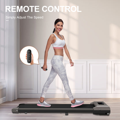 Walking Pad Under Desk Treadmill, Portable Treadmills Motorized Running Machine for Home, 6.25MPH, No Assembly Required, Remote Control, 240 Lb Capacity