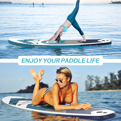 Inflatable Stand Up Paddle Board, 10.6'x32 x6 Extra Wide Ultra-Light (17lbs) SUP Paddleboard with Backpack, Floating Paddle, Dual Action Pump, Fins, Standing Paddle Boards for Youth Adults