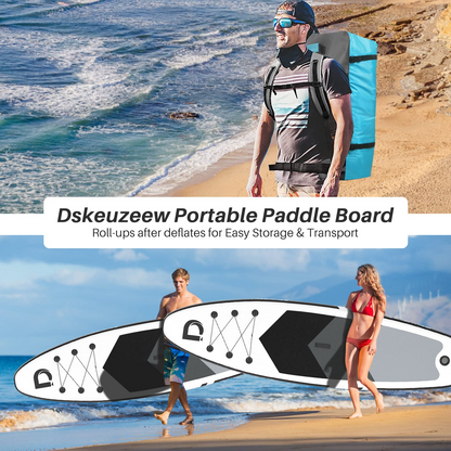 Inflatable Stand Up Paddle Board, 10.6'x32 x6 Extra Wide Ultra-Light (17lbs) SUP Paddleboard with Backpack, Floating Paddle, Dual Action Pump, Fins, Standing Paddle Boards for Youth Adults
