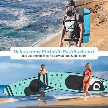 Inflatable Stand Up Paddle Board, 10.6'x32 x6 Extra Wide Ultra-Light (17lbs) SUP Paddleboard with Backpack, Floating Paddle, Dual Action Pump, Fins, Standing Paddle Boards for Youth Adults